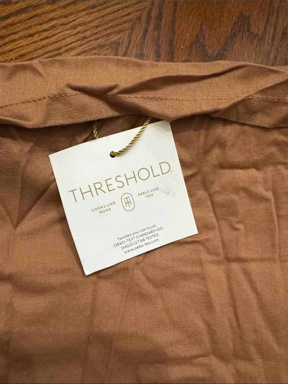 NWT Threshold Channel Stitch Velvet Quilt Sham Camel